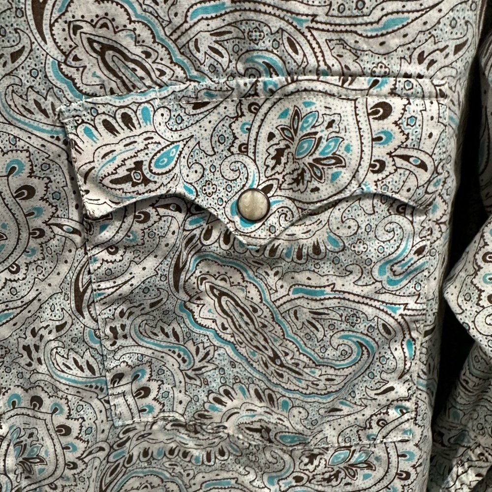 Panhandle Slim White and Blue Casual Button Down Shirt - Picture 3 of 4